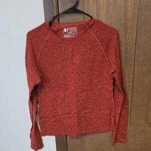 FIGS Women's Rust Red Long-Sleeve Crew Top